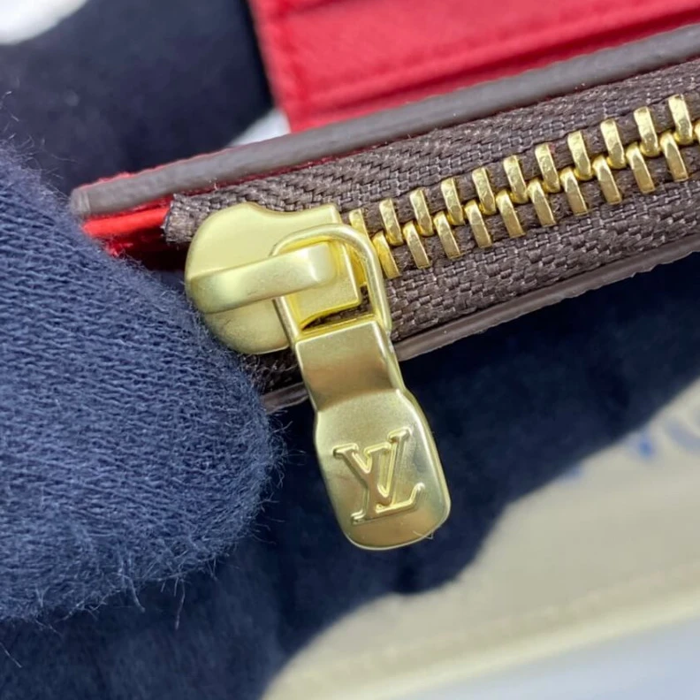 Replica bags lv  Coqu Louis Vuitton Damier Ebene Zoe Wallet Red
