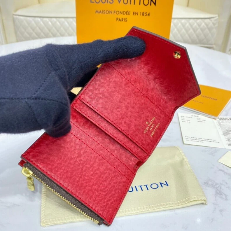 Replica bags lv  Coqu Louis Vuitton Damier Ebene Zoe Wallet Red
