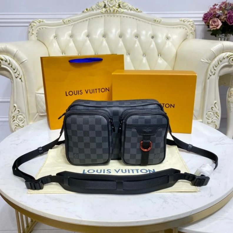 Replica bag Cowhide l Louis Vuitton Damier Graphite Utility Messenger Bag N40280