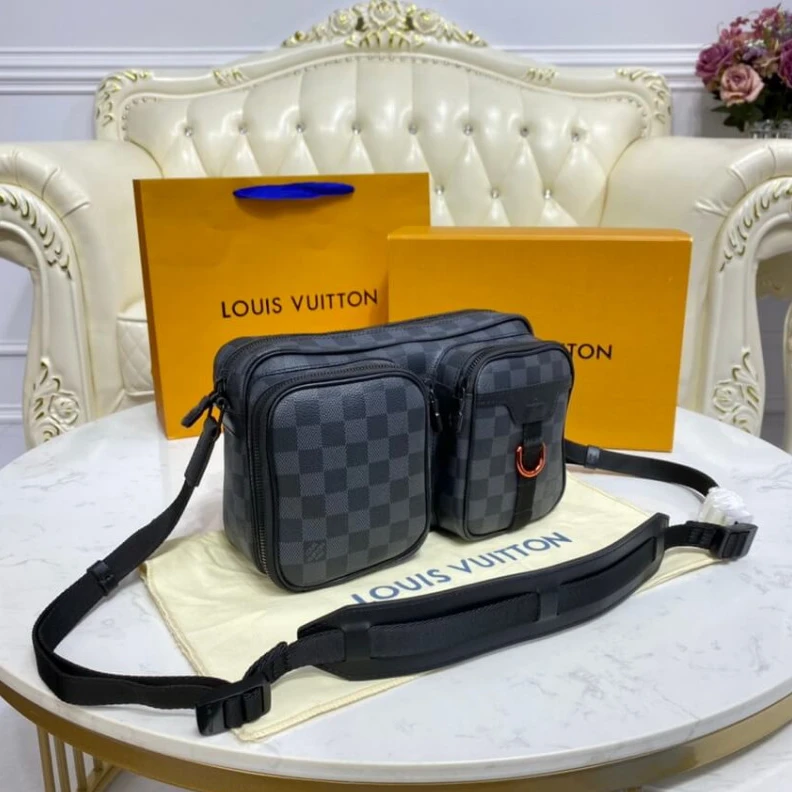 Replica bag Cowhide l Louis Vuitton Damier Graphite Utility Messenger Bag N40280