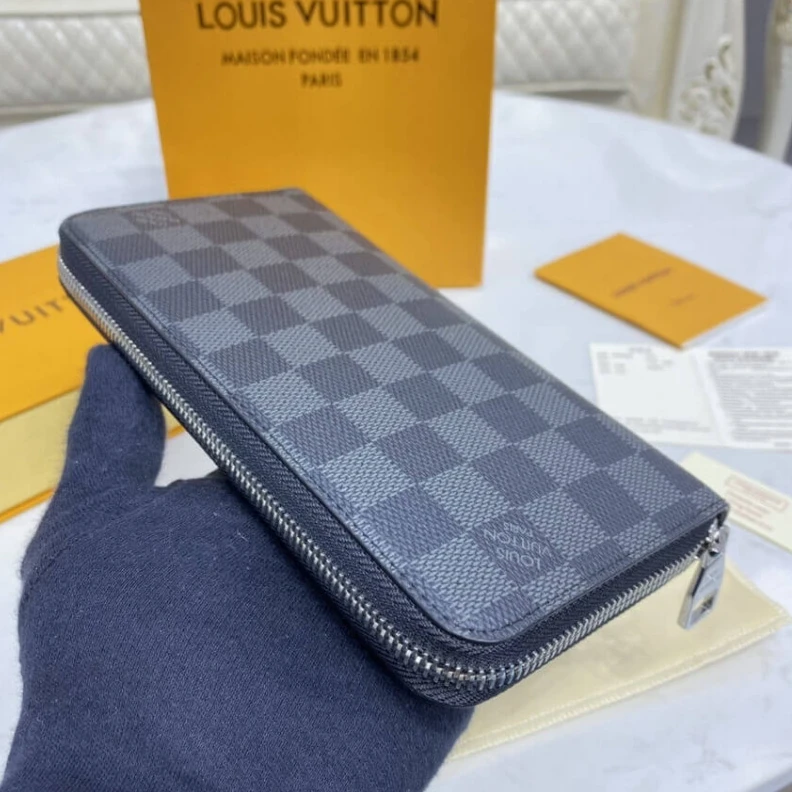 Replica bags lv 19.5 x 10 Louis Vuitton Damier Graphite Zippy Wallet