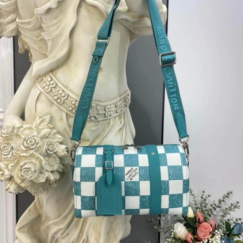 Mythick A miniatur Louis Vuitton Damier Pattern City Keepall in Blue