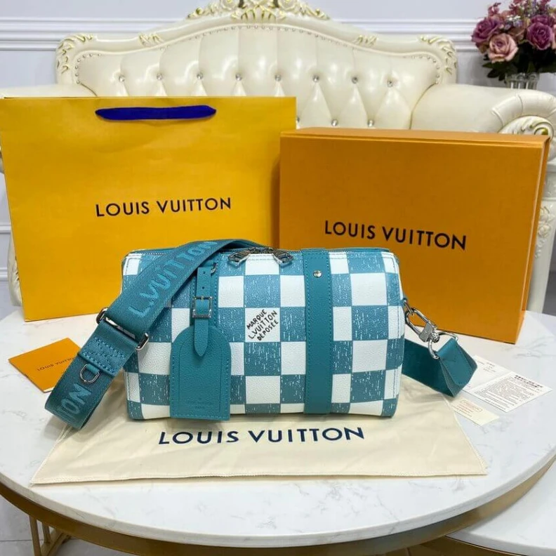 Mythick A miniatur Louis Vuitton Damier Pattern City Keepall in Blue