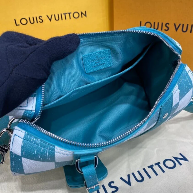 Mythick A miniatur Louis Vuitton Damier Pattern City Keepall in Blue