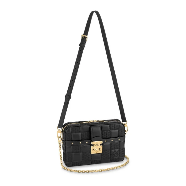 Chain Dro Louis Vuitton Damier Quilt Lambskin Troca MM Black
