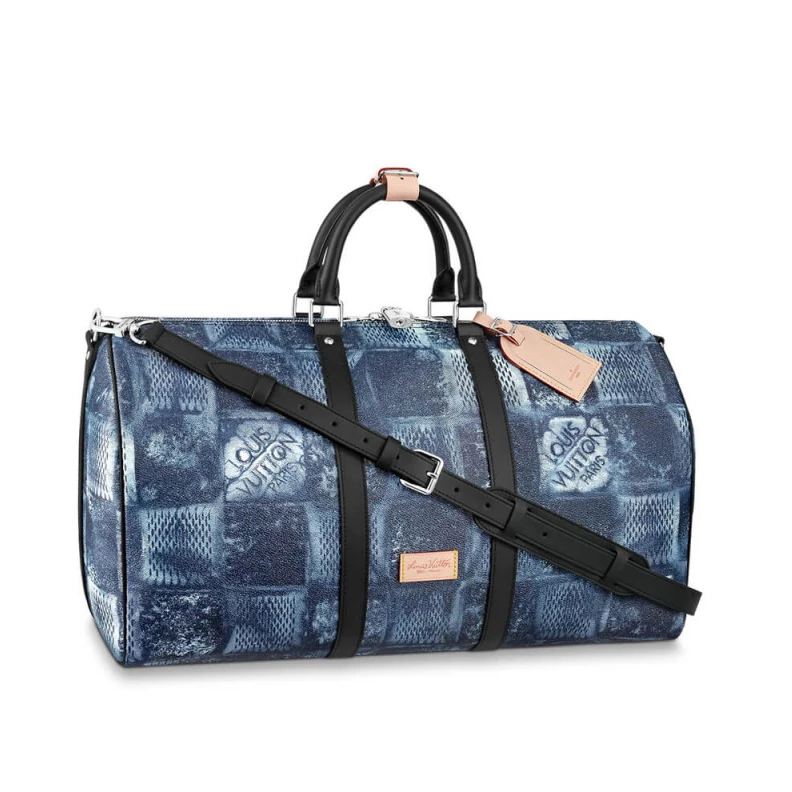 Strap dro Louis Vuitton Damier Salt Canvas Keepall Bandoulière 50 Blue