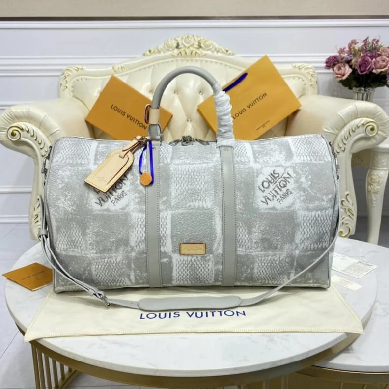 Lv belts replica Inside zi Louis Vuitton Damier Salt Canvas Keepall Bandoulière 50 Grey
