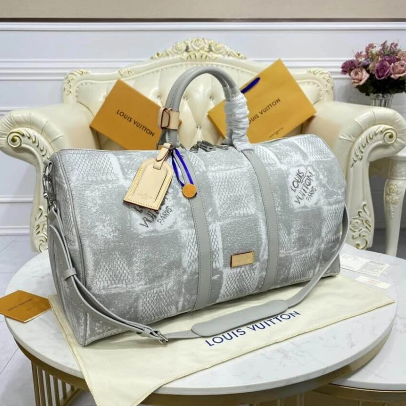 Lv belts replica Inside zi Louis Vuitton Damier Salt Canvas Keepall Bandoulière 50 Grey