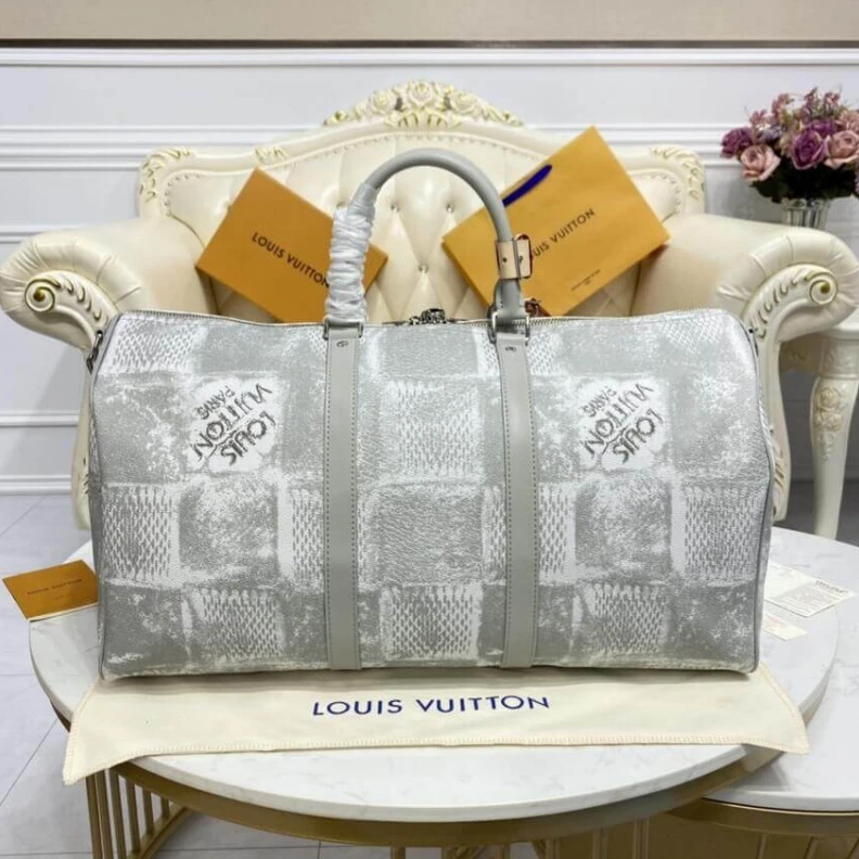 Lv belts replica Inside zi Louis Vuitton Damier Salt Canvas Keepall Bandoulière 50 Grey