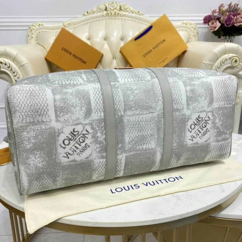Lv belts replica Inside zi Louis Vuitton Damier Salt Canvas Keepall Bandoulière 50 Grey