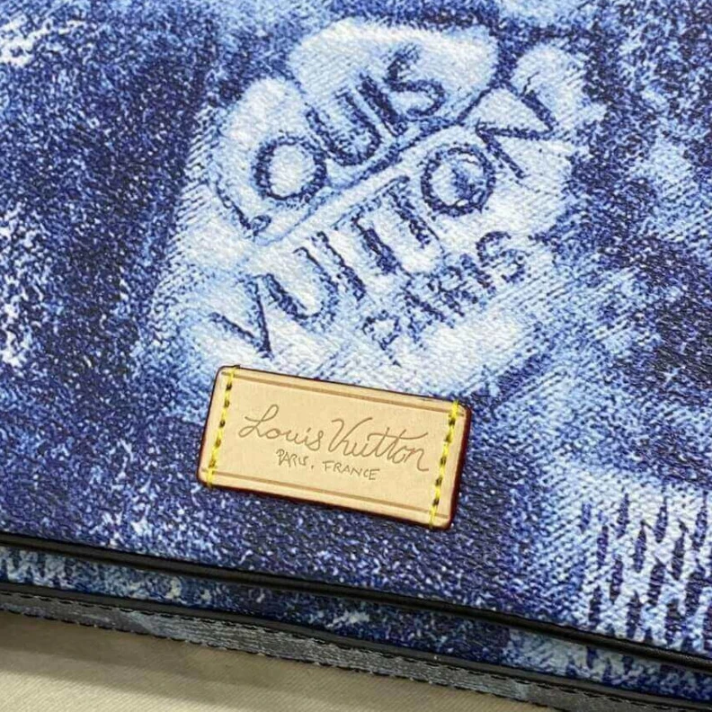Top lv Strap dro Louis Vuitton Damier Salt Canvas Trio Messenger Blue