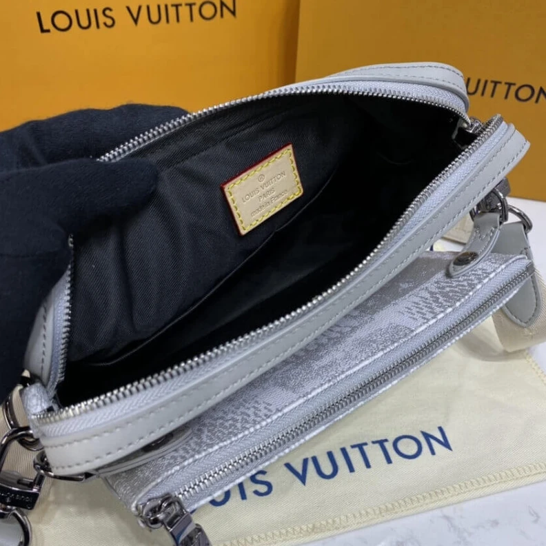 Mythick Silvercol Louis Vuitton Damier Salt Canvas Trio Messenger Grey
