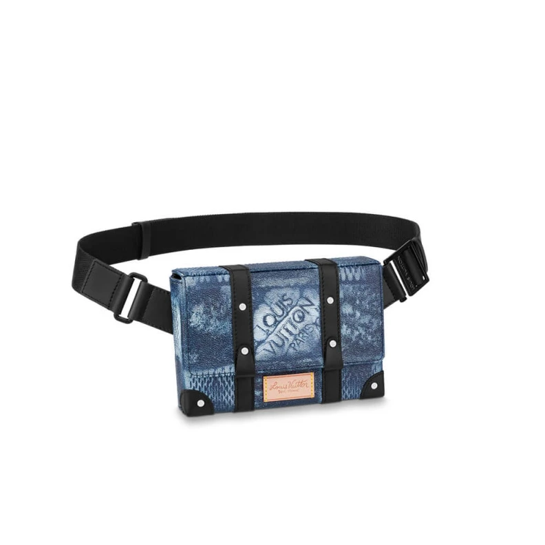 Strap dro Louis Vuitton Damier Salt Canvas Trunk Slingbag Blue