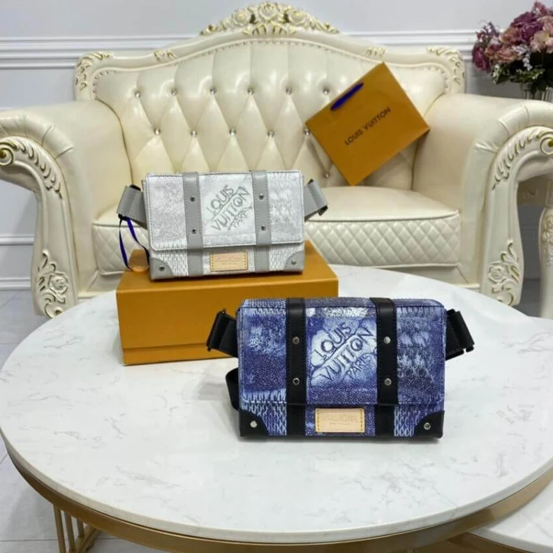 Louis vuitton locations Textile l Louis Vuitton Damier Salt Canvas Trunk Slingbag White
