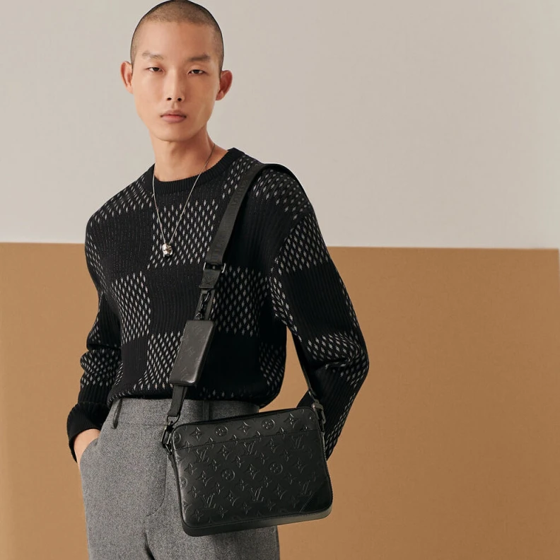 Replica bags lv 26 x 18.5 Louis Vuitton Duo Messenger Black