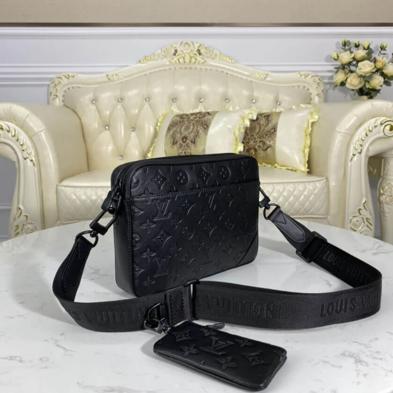 Replica bags lv 26 x 18.5 Louis Vuitton Duo Messenger Black
