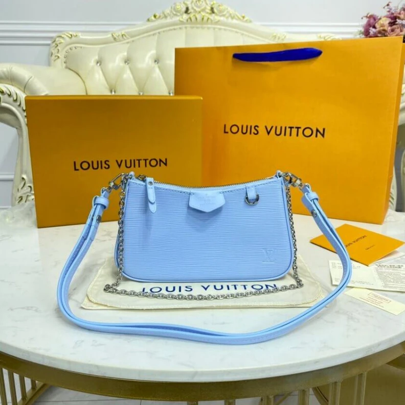 Top lv Cowhidele Louis Vuitton Easy Pouch On Strap Blue