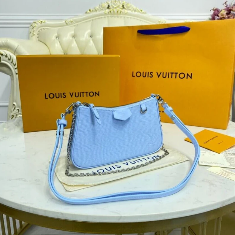 Top lv Cowhidele Louis Vuitton Easy Pouch On Strap Blue