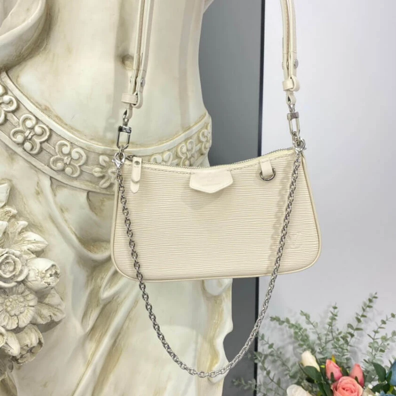 Replica bags Strap dro Louis Vuitton Easy Pouch On Strap Quartz White