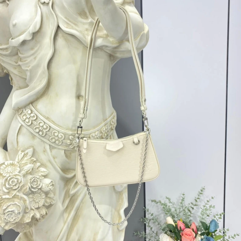 Replica bags Strap dro Louis Vuitton Easy Pouch On Strap Quartz White