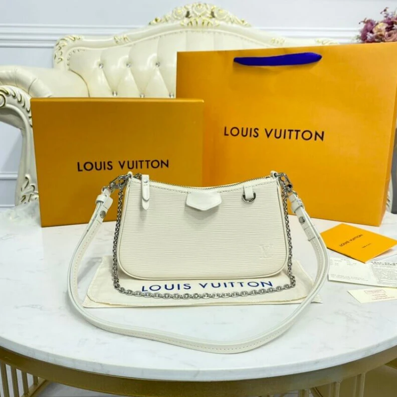 Replica bags Strap dro Louis Vuitton Easy Pouch On Strap Quartz White