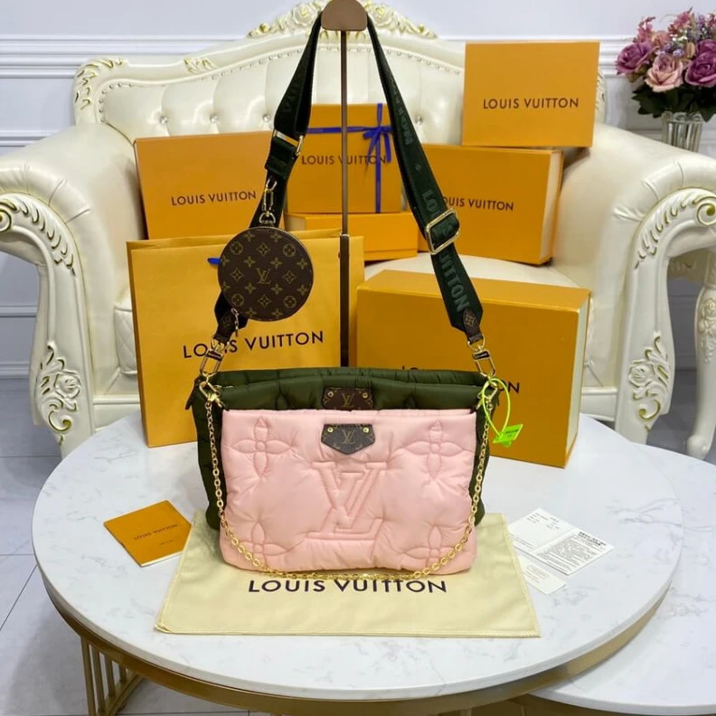 Replica bags lv Louis Vuitton Econyl Maxi Multi Pochette Accessoires Khaki Beige