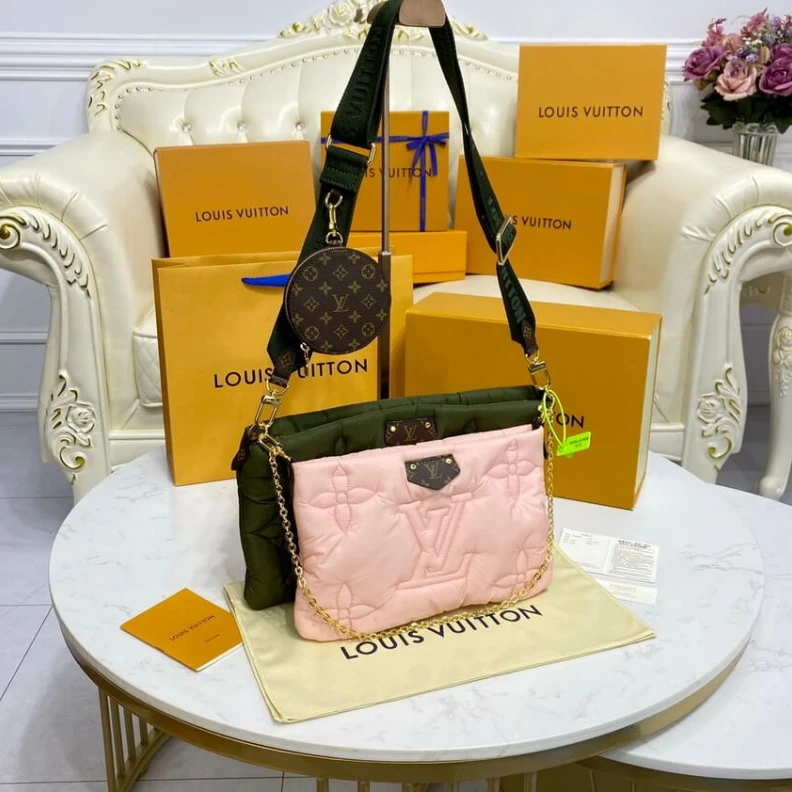 Replica bags lv Louis Vuitton Econyl Maxi Multi Pochette Accessoires Khaki Beige