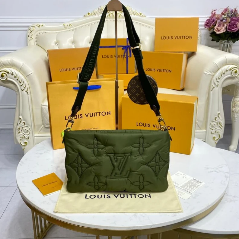 Replica bags lv Louis Vuitton Econyl Maxi Multi Pochette Accessoires Khaki Beige