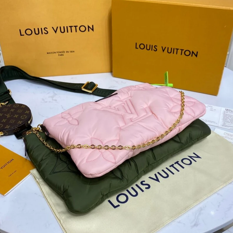 Replica bags lv Louis Vuitton Econyl Maxi Multi Pochette Accessoires Khaki Beige