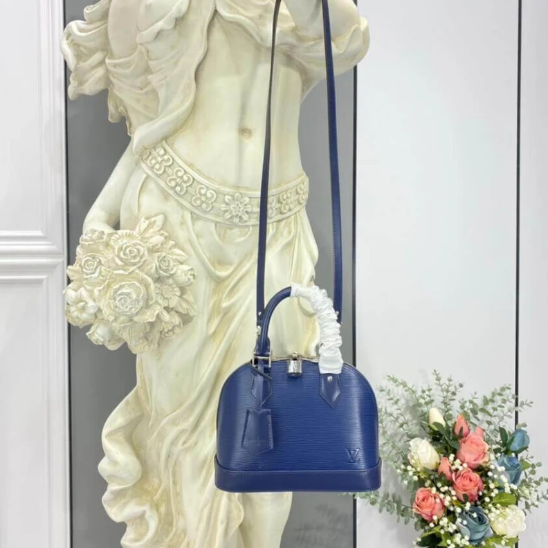 Top lv Smooth co Louis Vuitton Epi Leather Alma BB Blue