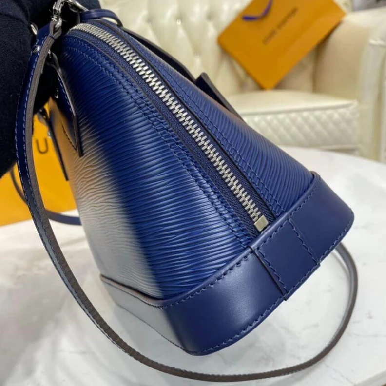 Top lv Smooth co Louis Vuitton Epi Leather Alma BB Blue