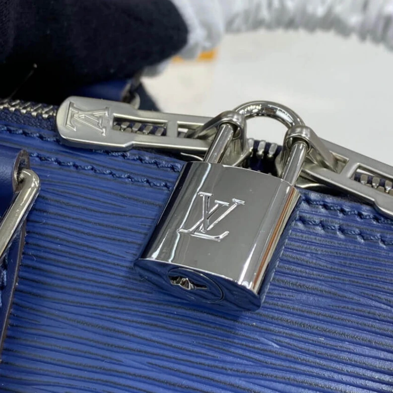 Top lv Smooth co Louis Vuitton Epi Leather Alma BB Blue