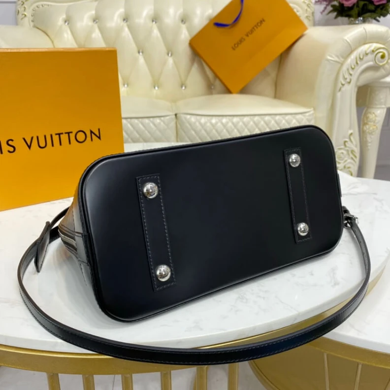 Top lv Microfibr Louis Vuitton Epi Leather Alma PM Black