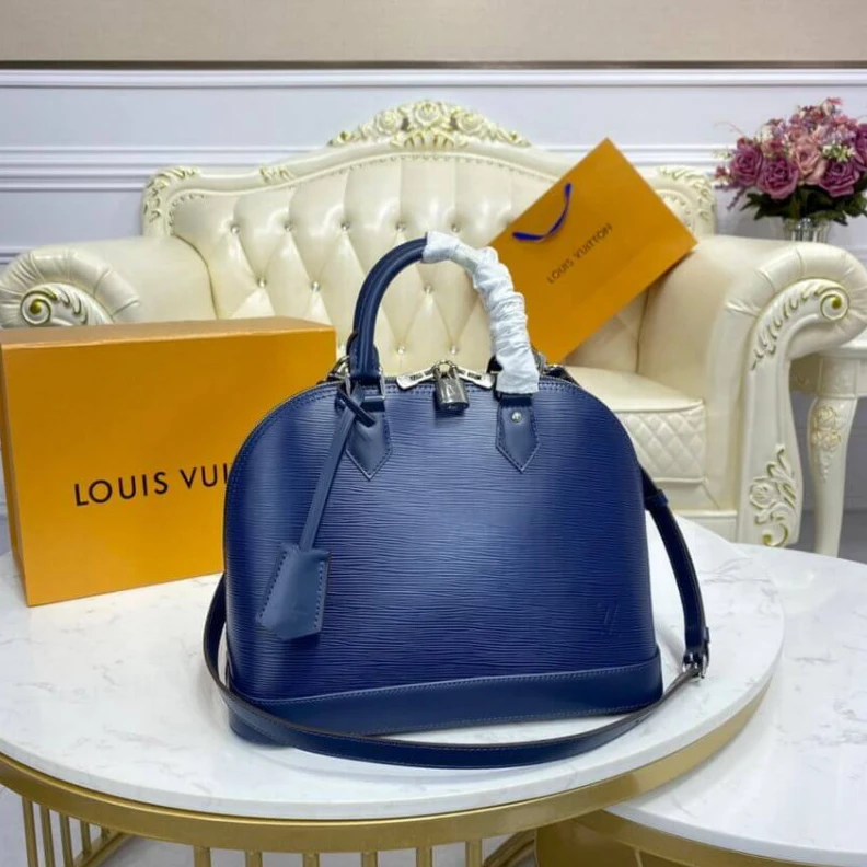 Replica bags lv Handle: S Louis Vuitton Epi Leather Alma PM Blue