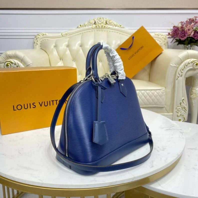 Replica bags lv Handle: S Louis Vuitton Epi Leather Alma PM Blue