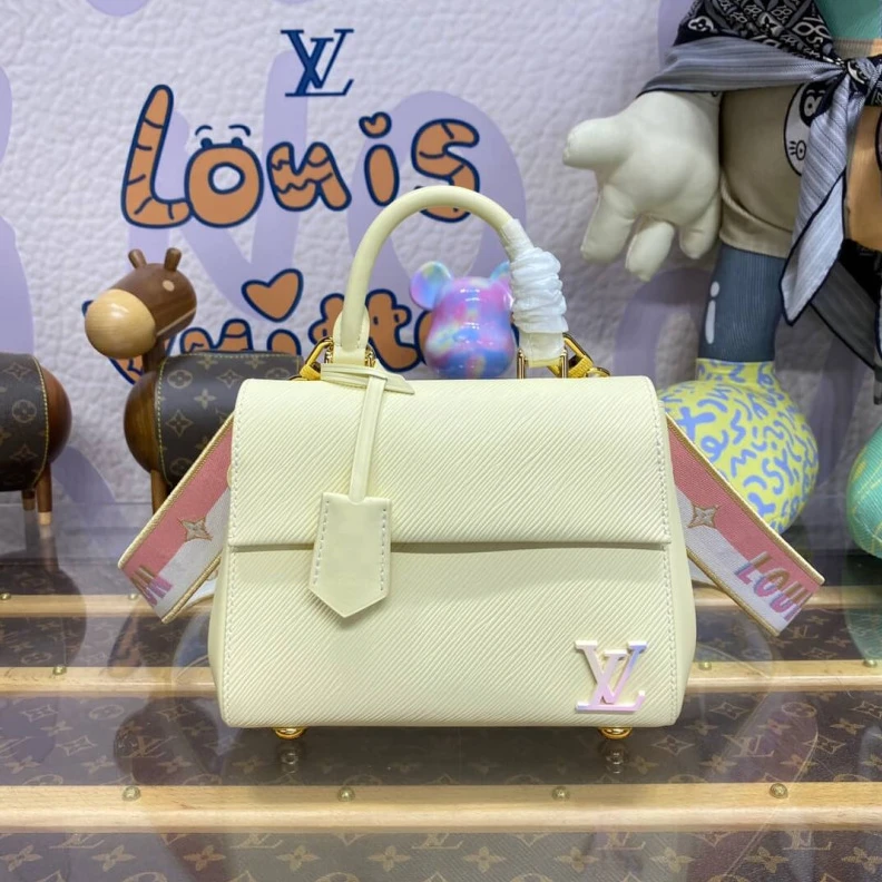 Lv belts replica From the L Louis Vuitton Epi Leather Cluny Mini Quartz White