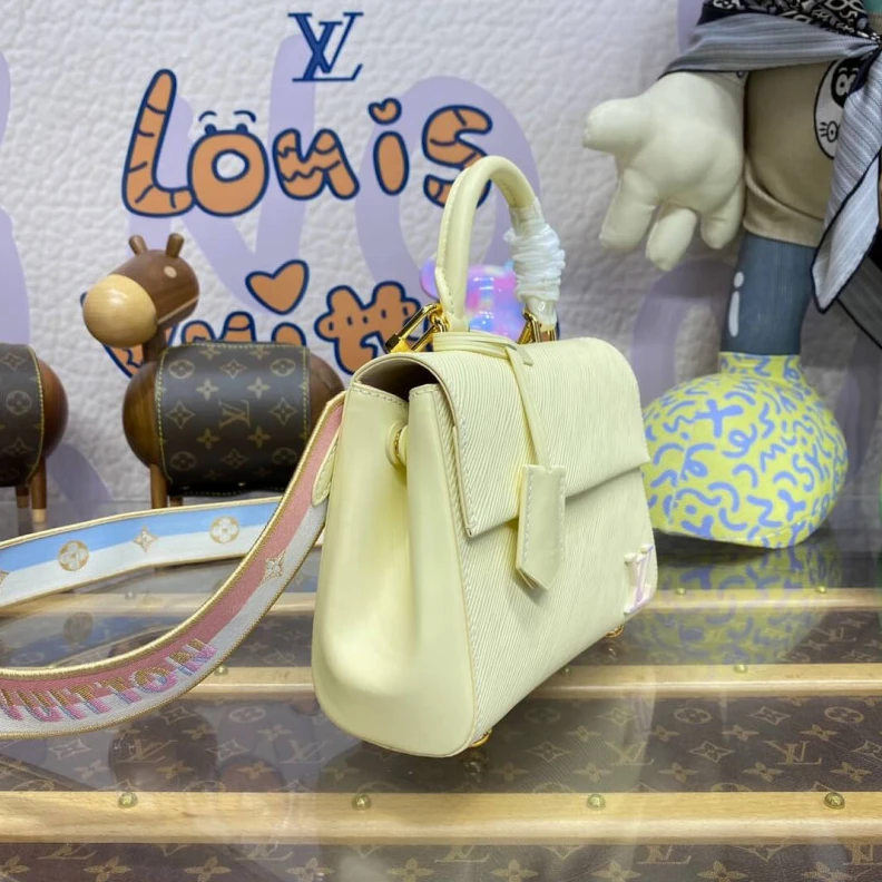 Lv belts replica From the L Louis Vuitton Epi Leather Cluny Mini Quartz White