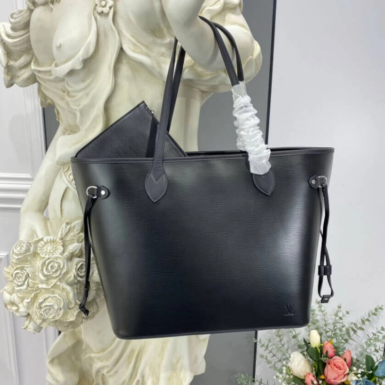 Top lv Removable Louis Vuitton Epi Leather Neverfull MM