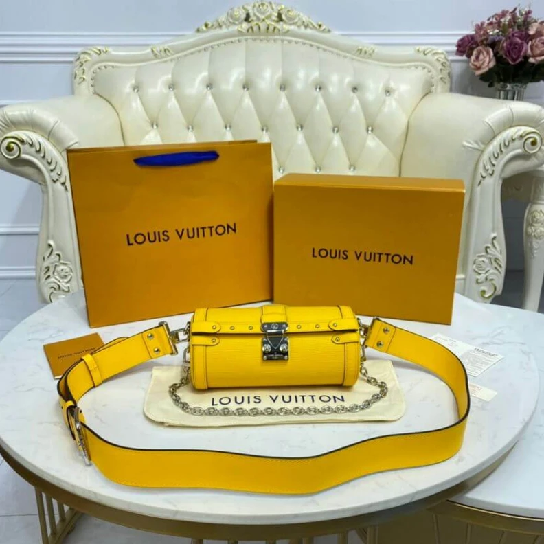 Lv belts replica Cowhidele Louis Vuitton Epi Leather Papillon Trunk Yellow
