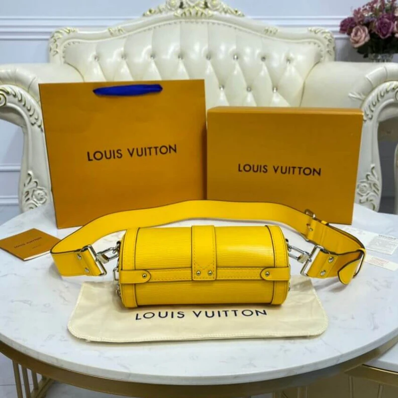 Lv belts replica Cowhidele Louis Vuitton Epi Leather Papillon Trunk Yellow