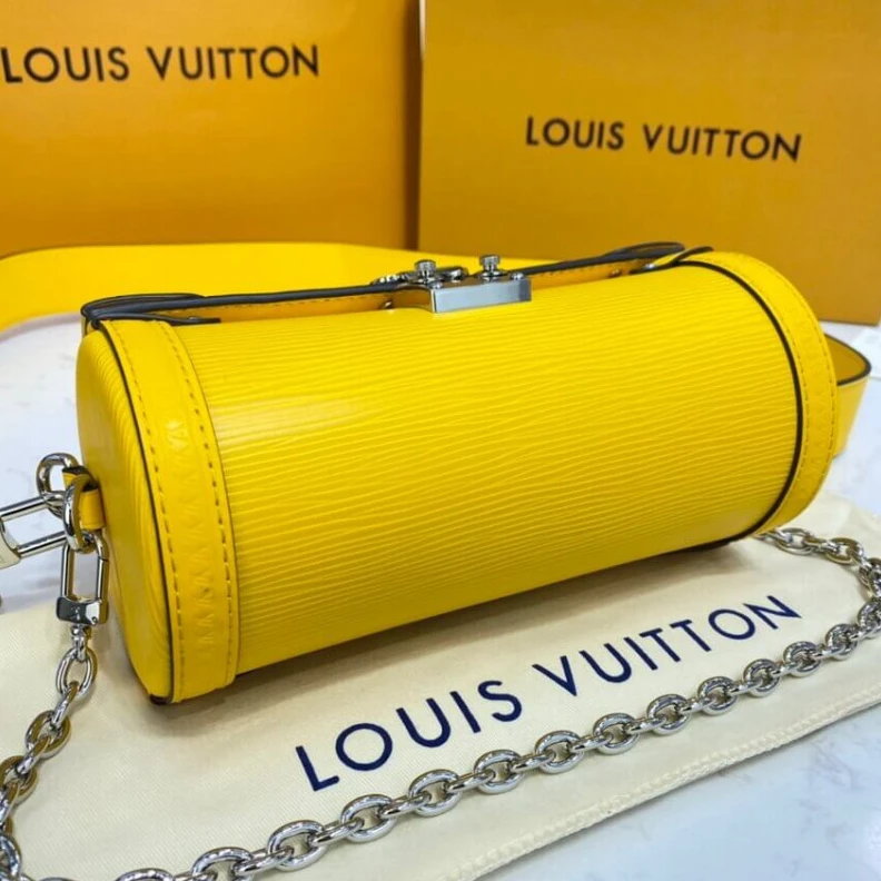 Lv belts replica Cowhidele Louis Vuitton Epi Leather Papillon Trunk Yellow