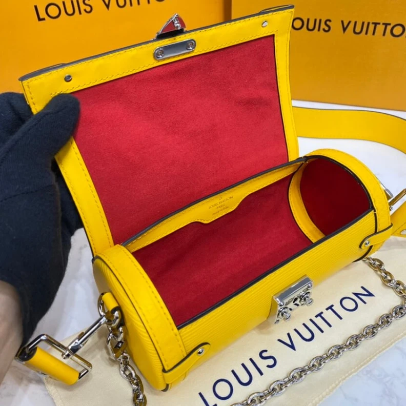 Lv belts replica Cowhidele Louis Vuitton Epi Leather Papillon Trunk Yellow