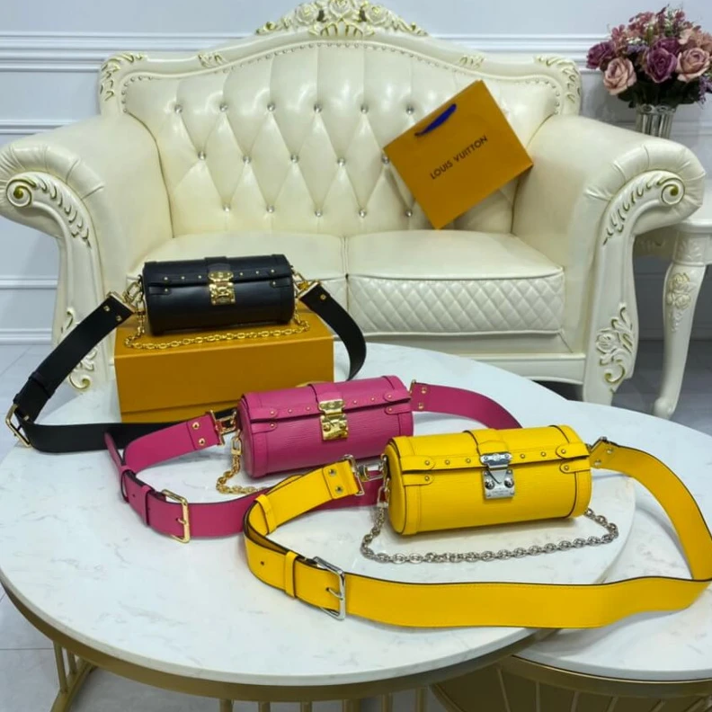 Lv belts replica Cowhidele Louis Vuitton Epi Leather Papillon Trunk Yellow