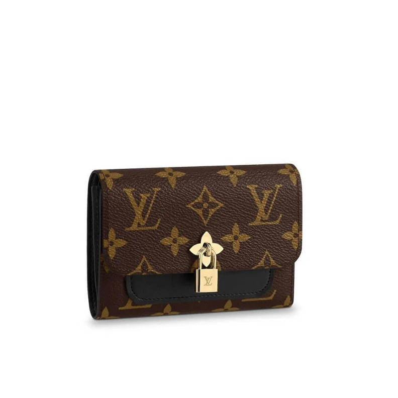 Golden co Louis Vuitton Flower Compact Wallet Black