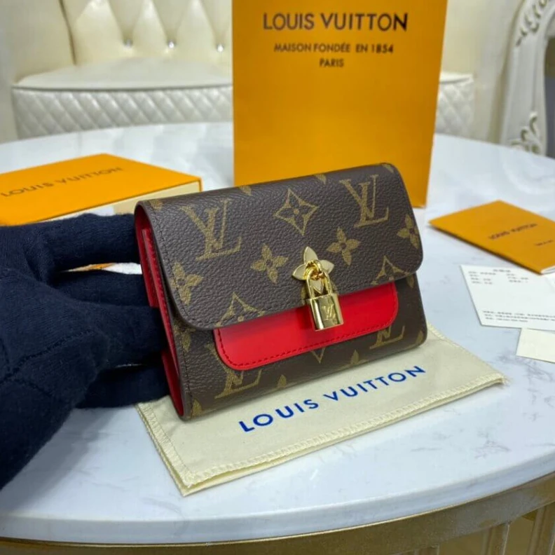Mythick.ru Monogram Louis Vuitton Flower Compact Wallet Red