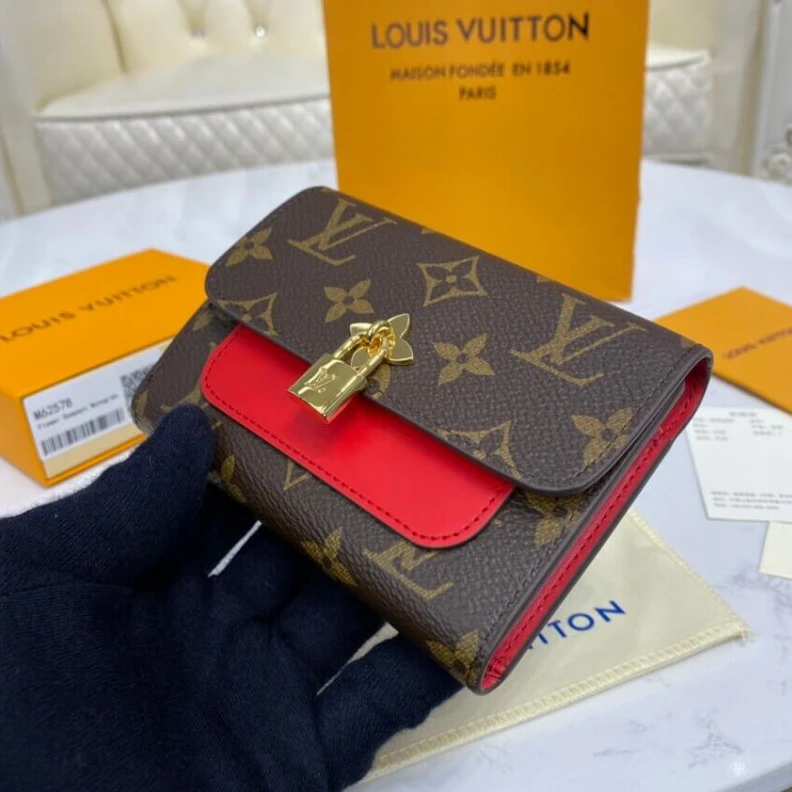 Mythick.ru Monogram Louis Vuitton Flower Compact Wallet Red