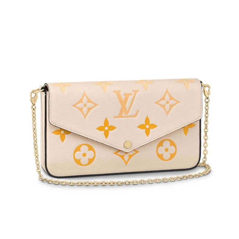 Inside fl Louis Vuitton Félicie Pochette Cream   Saffron