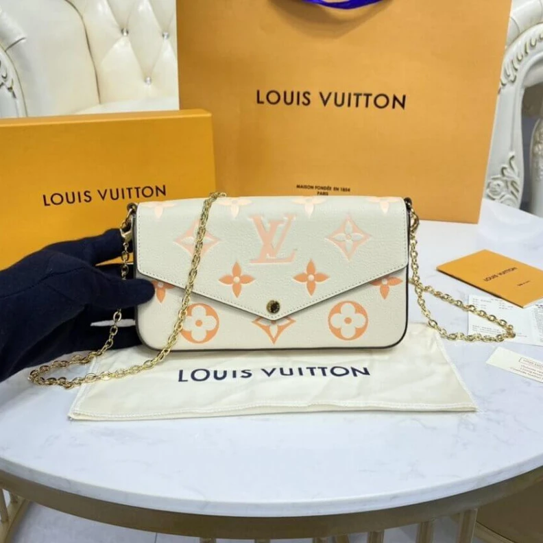 Lv belts replica Inside fl Louis Vuitton Félicie Pochette Cream   Saffron