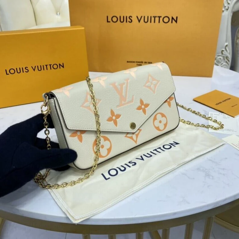 Lv belts replica Inside fl Louis Vuitton Félicie Pochette Cream   Saffron