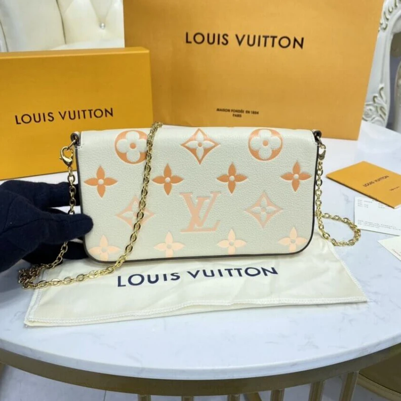 Lv belts replica Inside fl Louis Vuitton Félicie Pochette Cream   Saffron